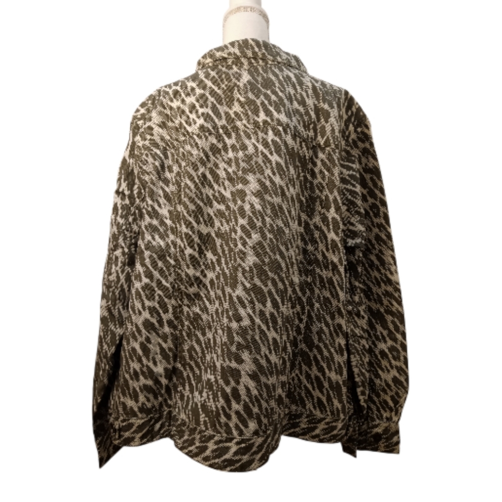 Jessica London Olive and White pattern 100% cotton Jacket Button Front 32W - Picture 5 of 9